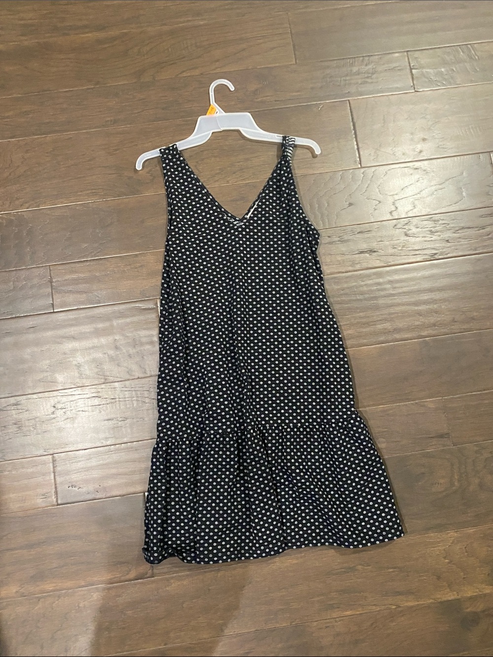LOFT Black Mini Dress with White Polka Dots